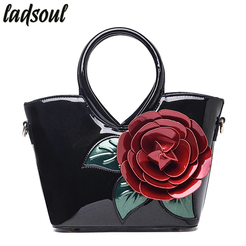 Женская кожаная сумка LADSOUL с большим цветком A743 2018|luxury women bags|luxury bags designerbag tote |