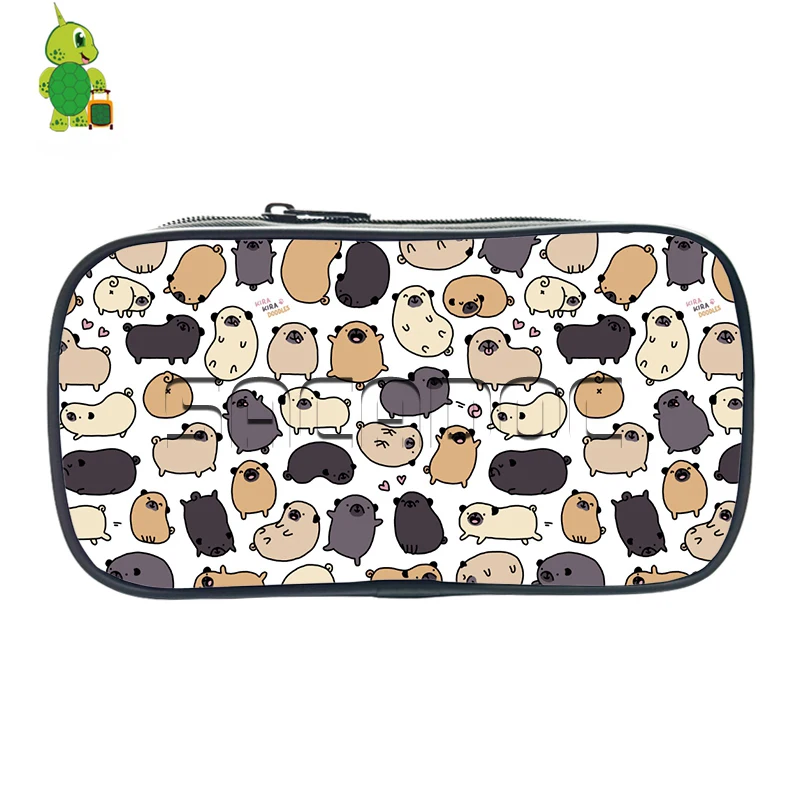 Мультфильм Мопс жизни! Косметический Чехол Doodles s детский карандаш держатель для