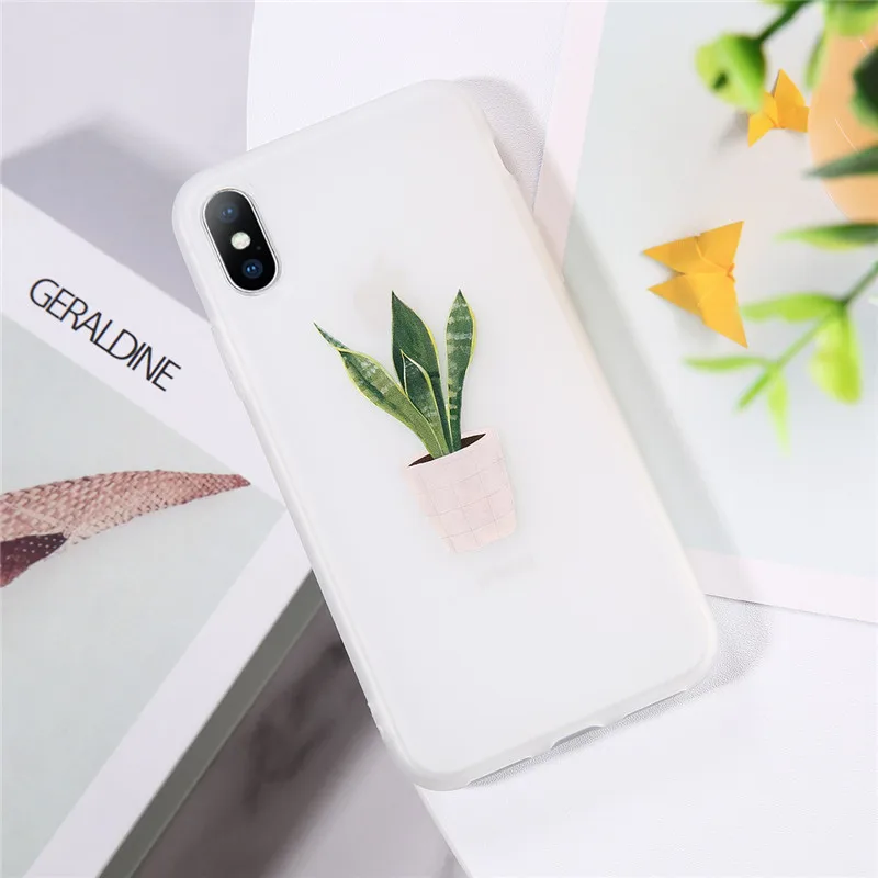 AC7173 Чехол для телефона USLION Green Potted Plant Leaf для iPhone 11 Pro Max X XS Max XR, чехол для iPhone 6 7 6S 8 Plus, мягкий прозрачный чехол из ТПУ - Цвет: AC7173