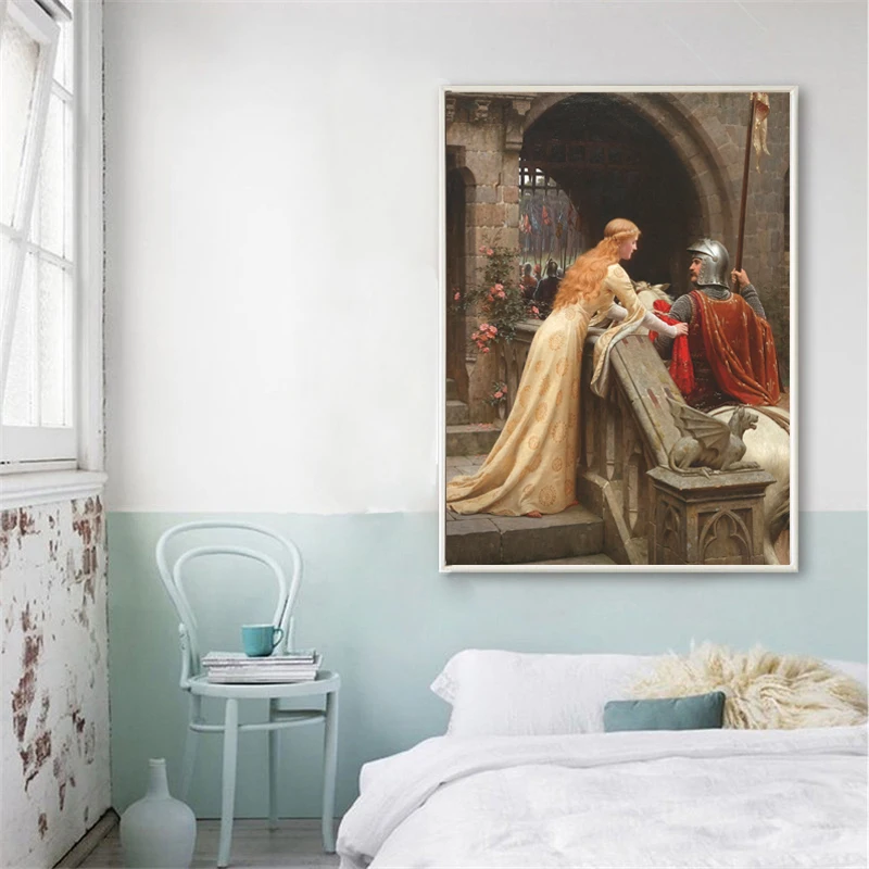 

England Famous Painting Godspeed by Edmund Blair Leighton Posters Print on Canvas Wall Art Decorative Pictures for Living Room