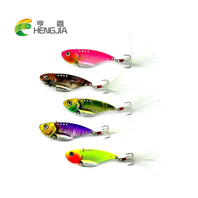 

Hengjia 5pcs hard metal vib fishing lures sea sinking vibration blade sequins fishing baits pesca fishing tackles