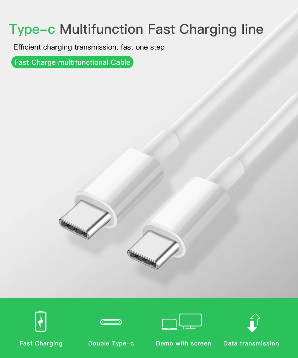 Usb type C к usb type C зарядный кабель для samsung 60 Вт PD USB-C зарядка QC 3,0 Быстрая зарядка кабель для передачи данных для устройств type-C кабели