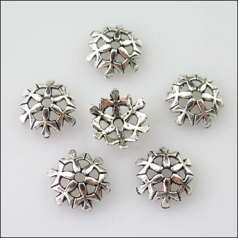 Новинка 70 шт. тибетские Серебряные Снежинки цветок концевые Бусины Разъемы 10