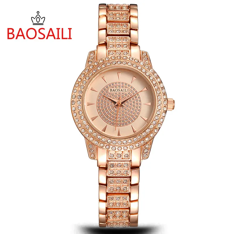 BAOSAILI Famous Brand Women Luxury Watches Ladies Rhinestones Wristwatches Gold Plated Analog Quartz Clock | Наручные часы