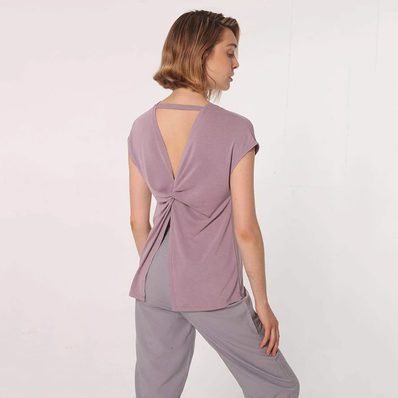 Purple SALSPOR, женский сексуальный топ для йоги, одноцветная спортивная рубашка для спортзала, красивые топы для бега, тренировок, занятий йогой, фитнесом, Спортивная рубашка - Цвет: Purple