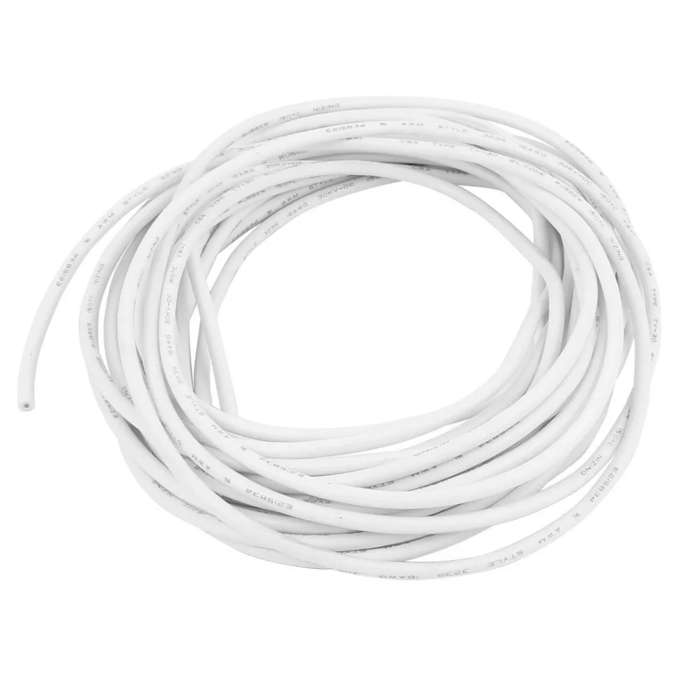 10 м 32.8Ft 18AWG 30KV Электрический Медь Core гибкий силиконовый провод кабель Белый|cable