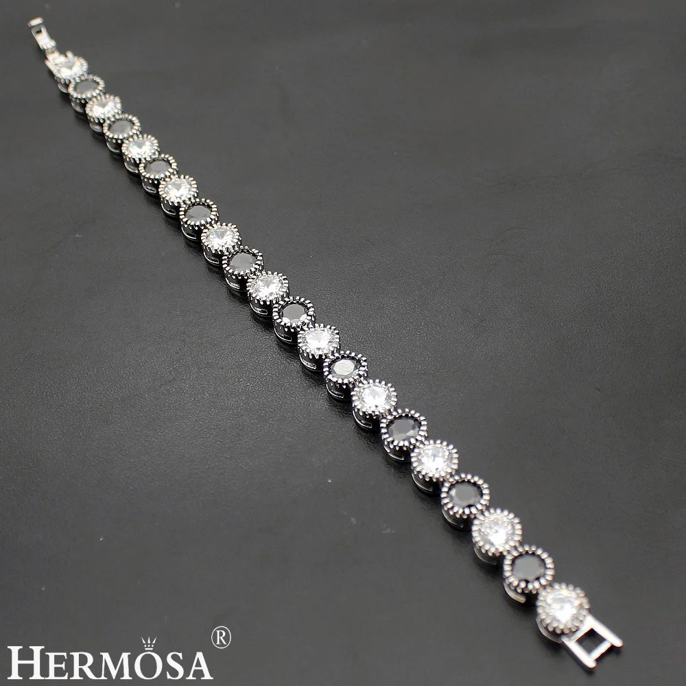 Hermosa ювелирные изделия круглые черные браслеты серебристого цвета из оникса 7