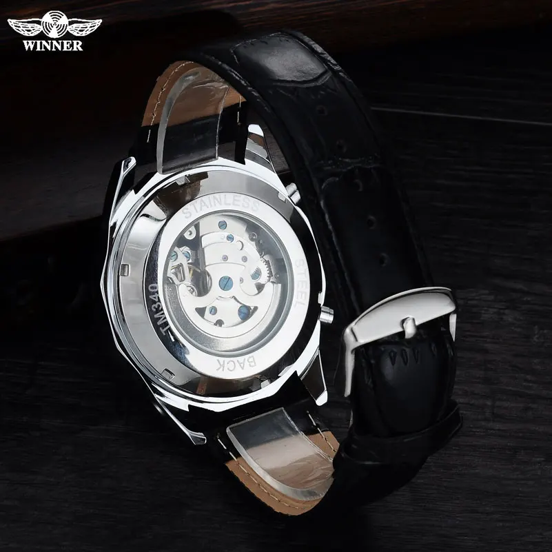 Мужские механические часы Победитель бренд автоматические Скелетон модные