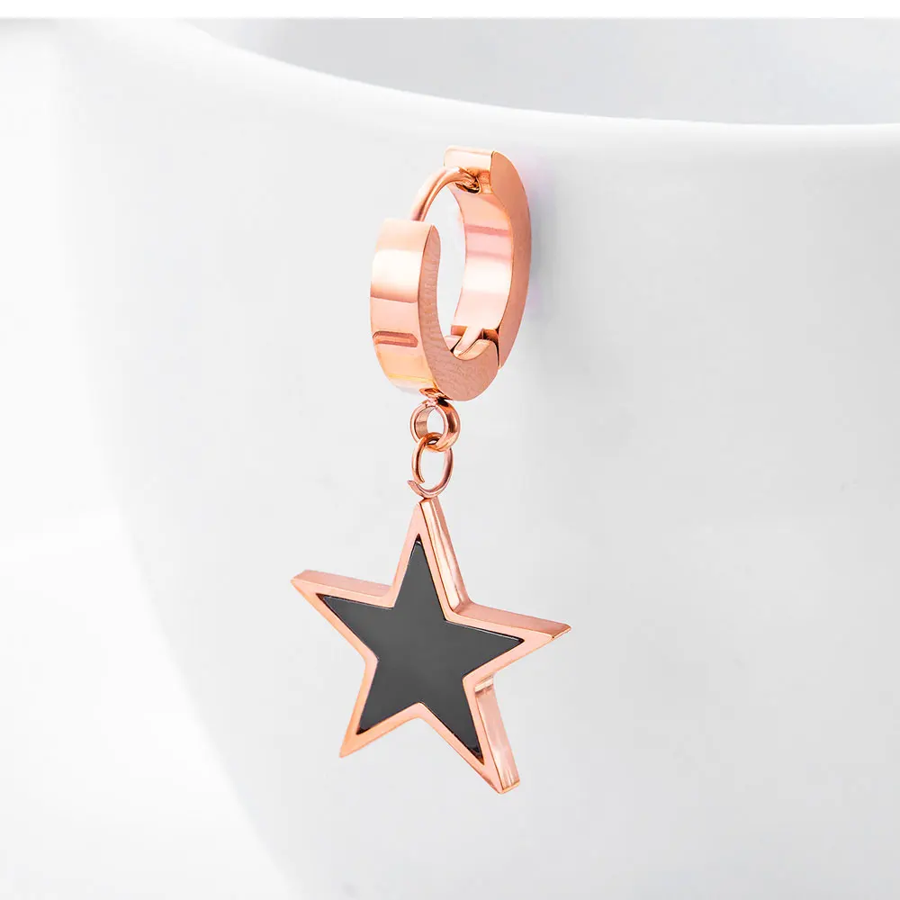 ZooMango букле D'oreille Femme черные серьги пентаграмма для женщин Титановая Сталь Розовый Золотой Обруч Серьги Pendientes ZE17080