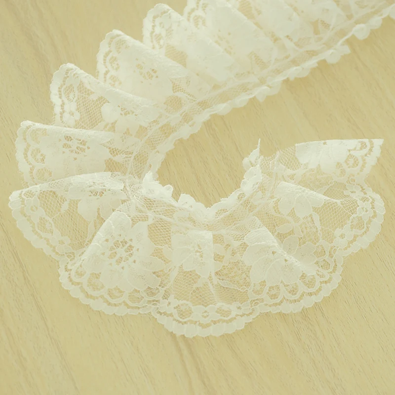 1 м плиссированная гипюровая кружевная лента отделка 6 см сделай сам шитье белая