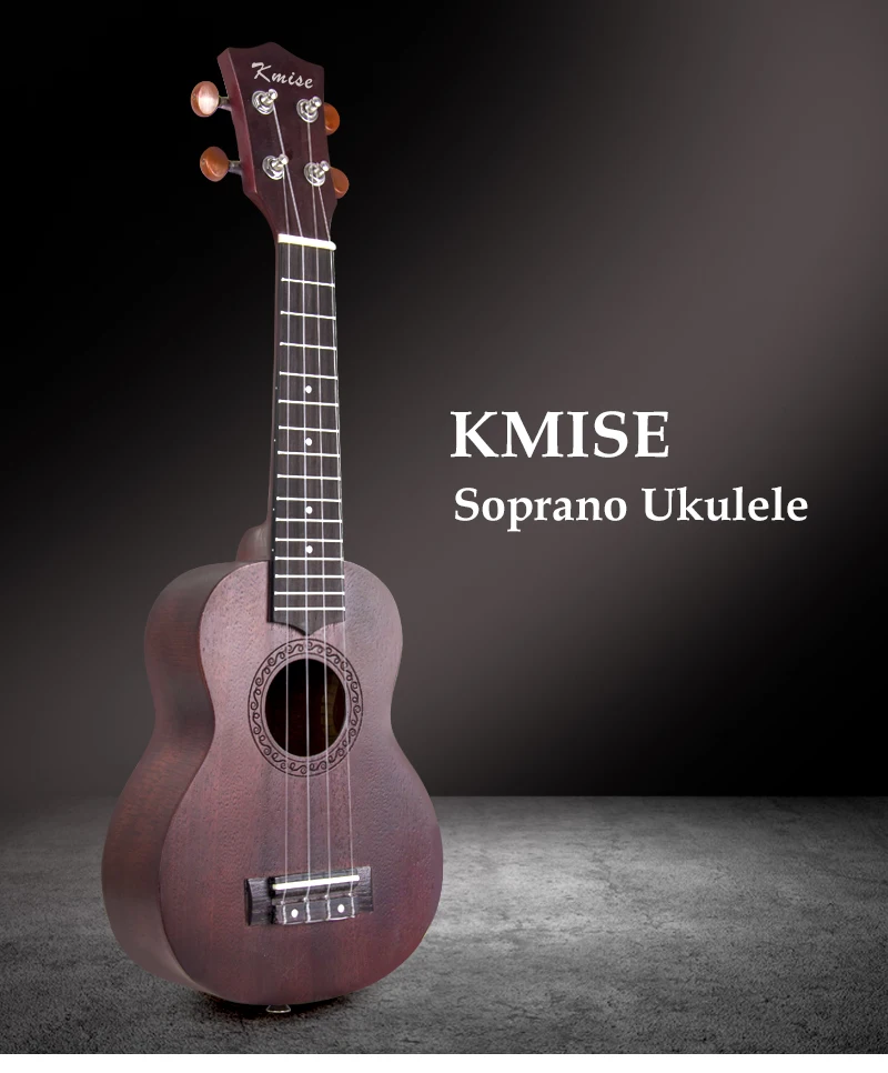 Kmise Гавайские гитары Укулеле сопрано Ukelele красное дерево 21 дюймов Гавайские гитары наборы с подарками Gig Bag тюнер струнный ремень буклет для начинающих