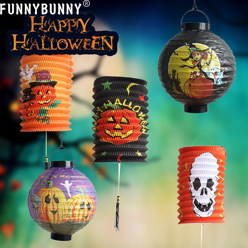FUNNYBUNNY Хэллоуин Декор Тыква фонарь свет партии висит бумажная лампа | Дом и сад