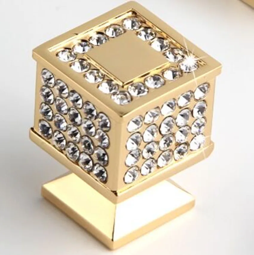 21mm gold knob 192 мм мода люкс K9 кристалл для дорогой мебели Ручка Серебро Золото Алмаз ящик кабибет шкаф квадратная ручка Pull " твердый - Цвет: 21mm gold knob