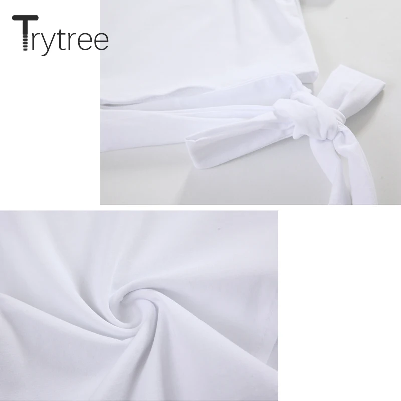 Trytree Летняя Повседневная Женская Однотонная футболка с круглым вырезом Женский