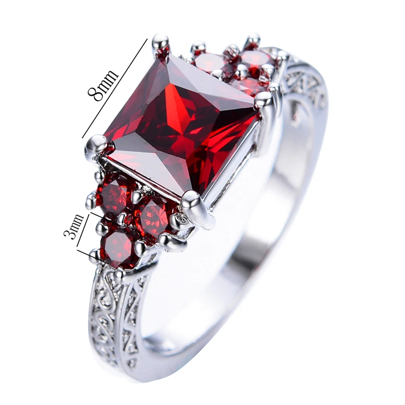 Роскошное красное кольцо принцессы с гранатом женское элегантное обручальное