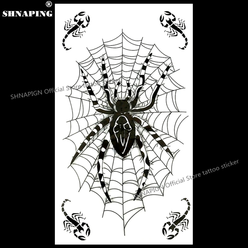 SHNAPIGN наклейка в виде паука интерьерная татуировка боди арт с флеш татуировкой s