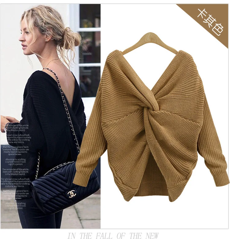 V Neck Twist Sweater Sweet Burgundy Women Pullovers Knit Jumper Long Sleeve Casual Solid pull femme JX016 | Женская одежда