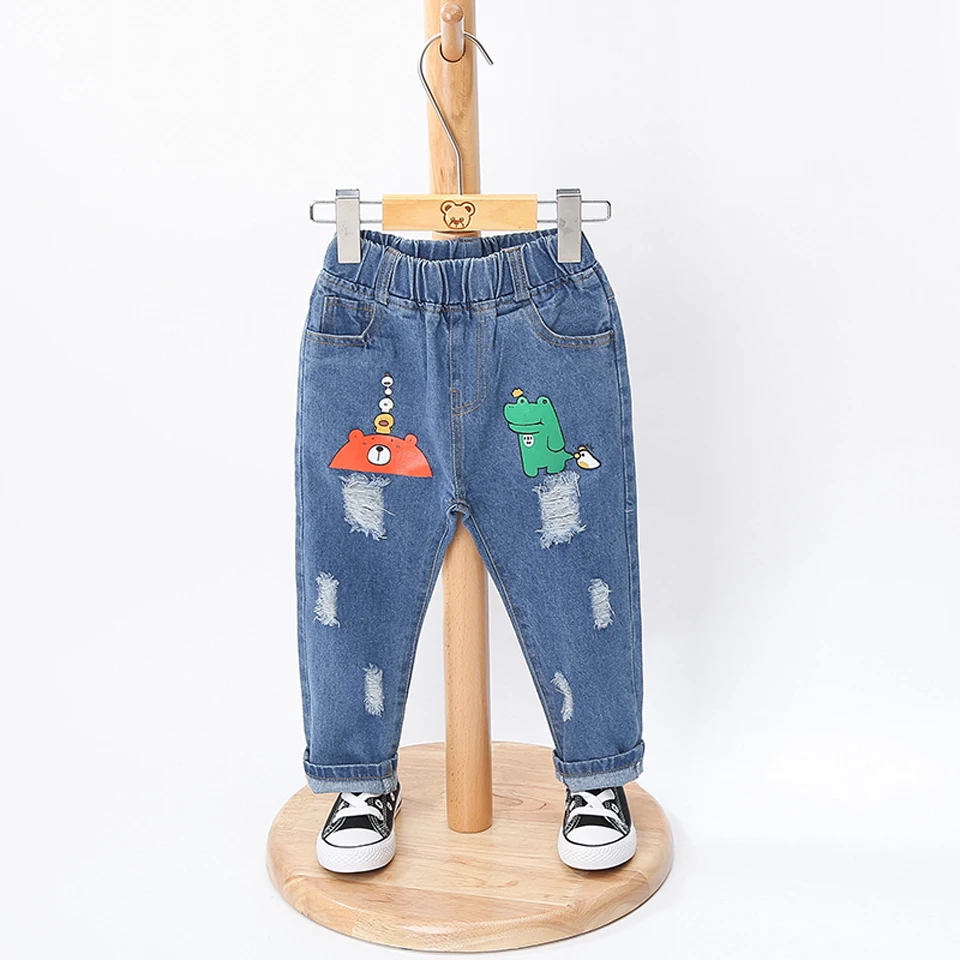 2017 модные джинсовые штаны для девочек весенние мальчиков детская одежда брюки