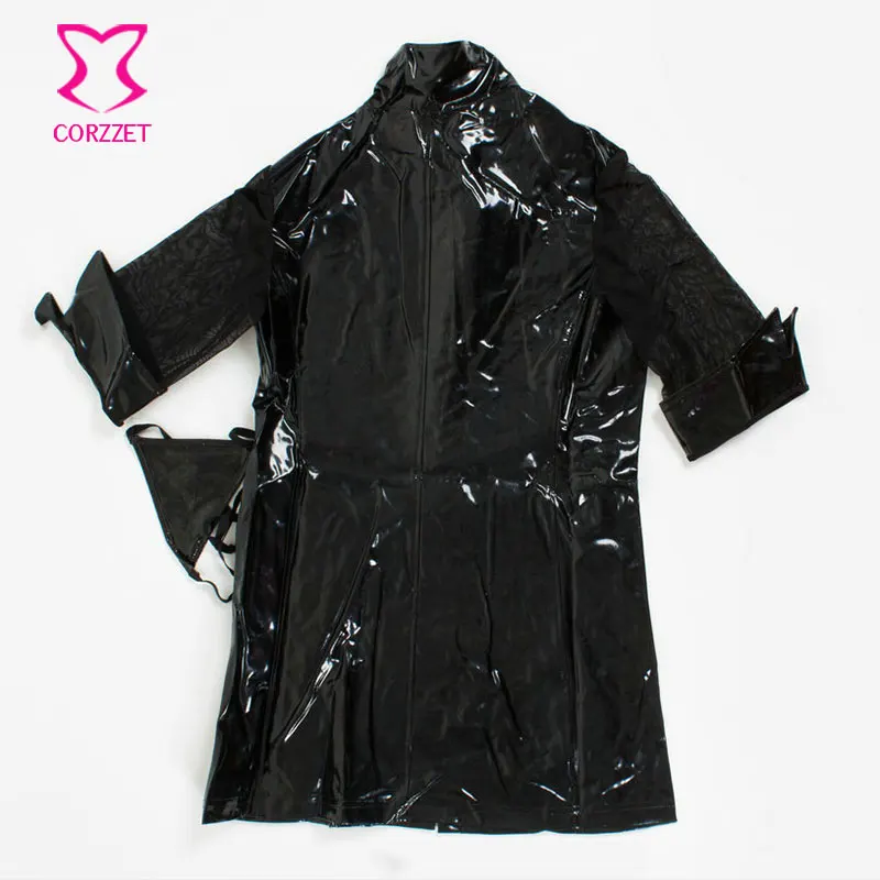 Женское Прозрачное платье с рукавами-сетками черное платье-пальто из ПВХ на