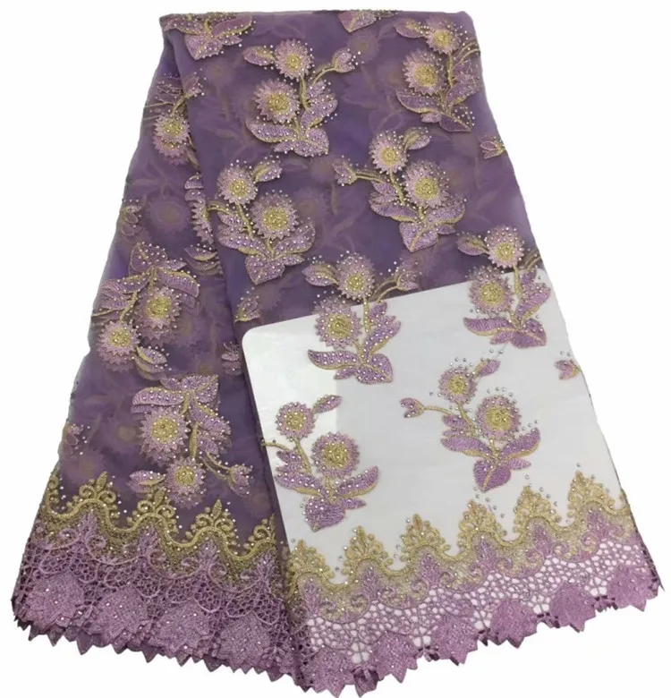 Высокое качество Африканский кружевной ткани Net 2019 французский тюль с камнями в