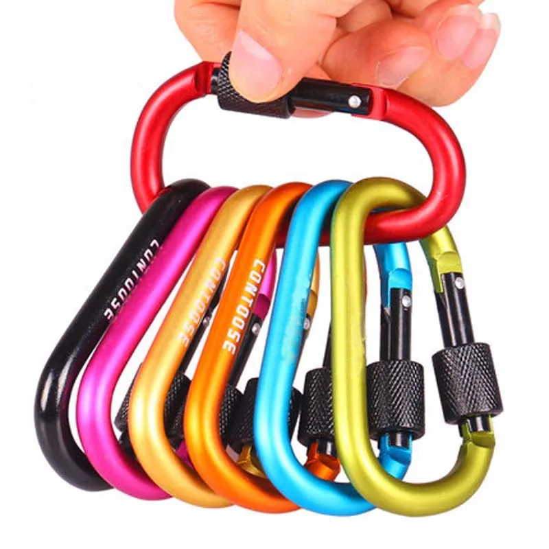 

8CM Aluminum Carabiner D-Ring Key Chain Clip Camping Keyring Snap Hook Outdoor Tools Travel Kit Carabiner