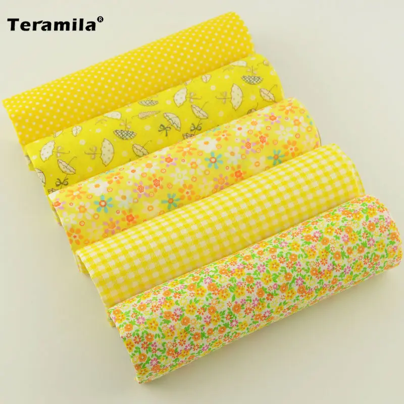 Materials Sewing Plain 5 Pieces 50cm*50cm 5 Free Pattern Cotton Fabric Tissues Different Color Desk and Gift Decoration Art Work