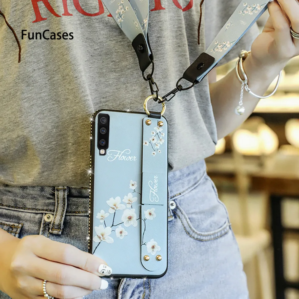 Чехол для телефона samsung Galaxy A7 2018 чехол силиконовый браслет крышка держатель A50 A30