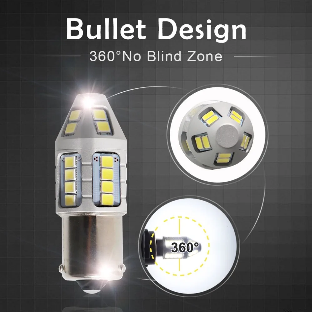 2 шт. PY21W светодиодный 1156 BAU15S лампы 30 2830SMD 1200Lm задний указатель поворота автомобиля