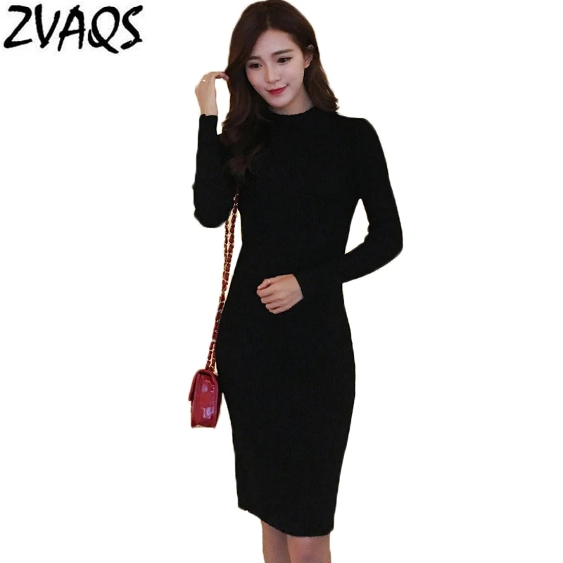 Женское трикотажное платье свитер облегающее длинное с высоким воротом LX587 зима