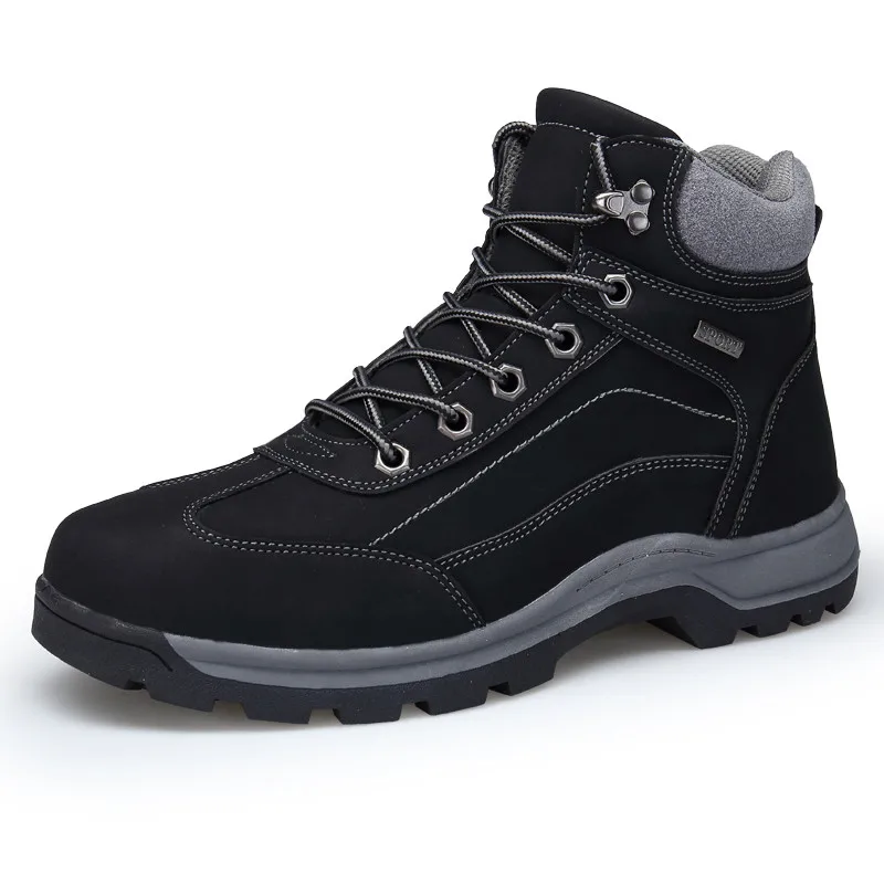 Мужские ботинки на резиновой подошве коричневые черные или желтые теплые из