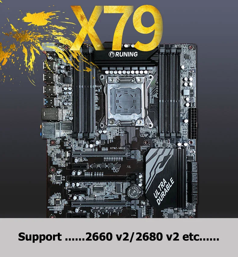 Новинка! Runing Super ATX X79 LGA2011 материнская плата 8 разъемов DDR3 DIMM max 8*16G память Xeon E5 2680 C2