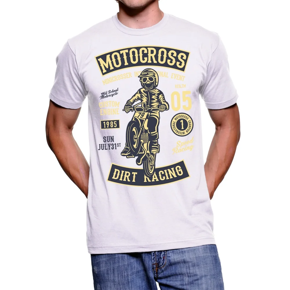 

2019 New Summer T - SHIRT UOMO MOTOCROSS VINTAGE ILLUSTRATION Cool Men Tee shirt