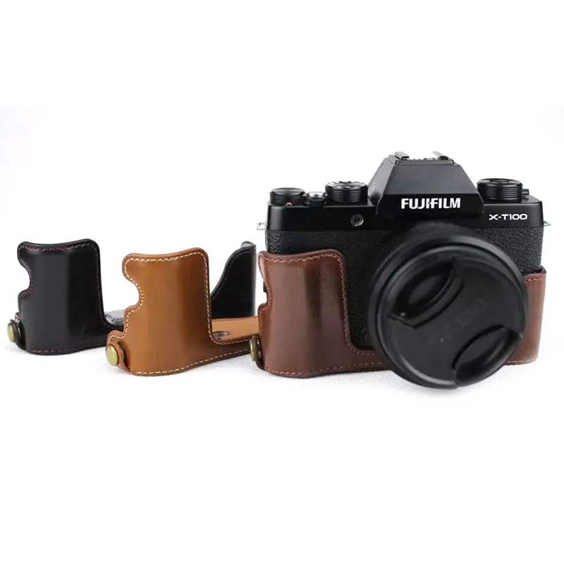 Роскошный кожаный чехол для фотоаппарата Fujifilm X T100 Fuji XT100 полиуретановая сумка на
