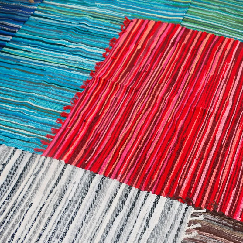 Ручной Тканый хлопковый ковер с неровным рисунком в полоску коврик для гостиной