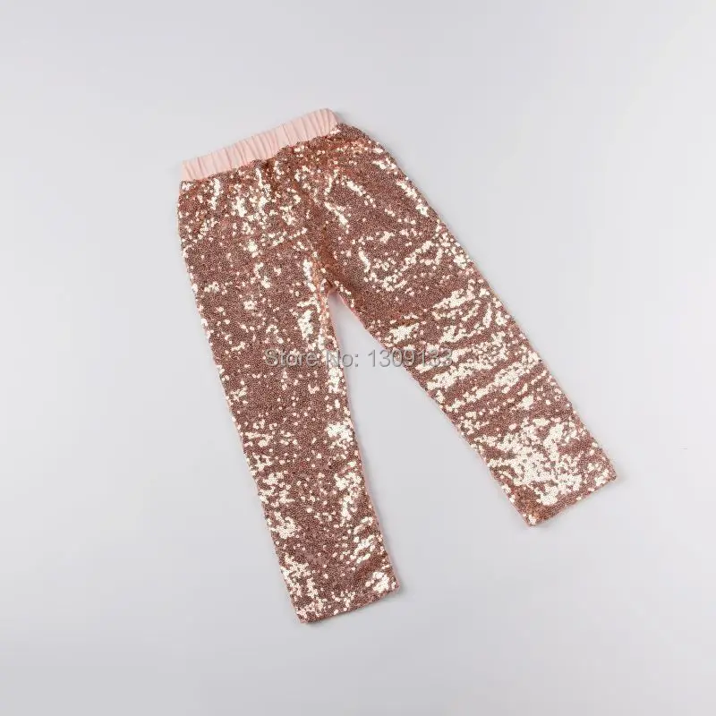 Брюки для девочек с блестящими стразами золотого цвета леггинсы детские штаны