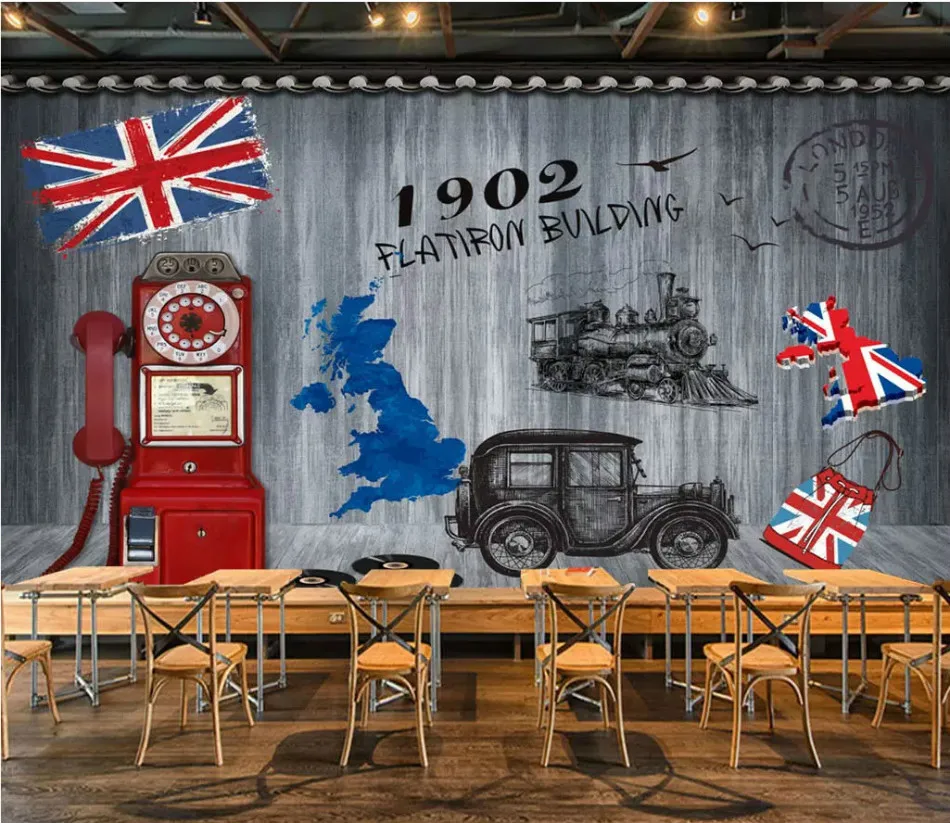 Винтажные ностальгические настенные декоративные обои в английском стиле |