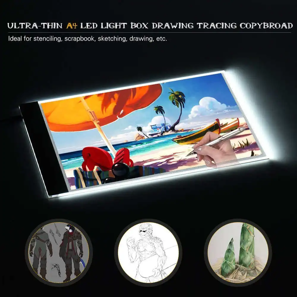 Wrumav Portable A4 size LED Light box Copy Painting Drawing Board Stencil Touch Animation Tracing Pad LightBox Tablet | Электроника
