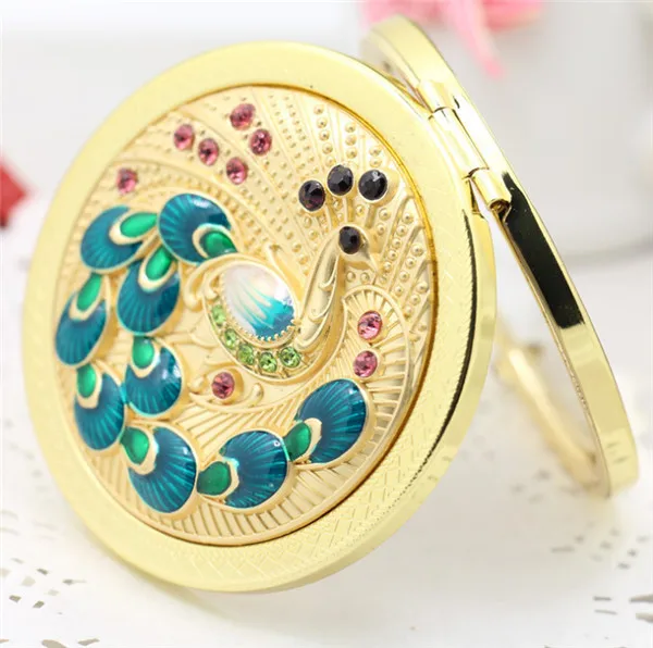 New Fashion Golden Portable Pocket Compact Mirror Metal Folding Travel Cosmetic PJ014|mirror figure|mirror weddingmirror magnification |