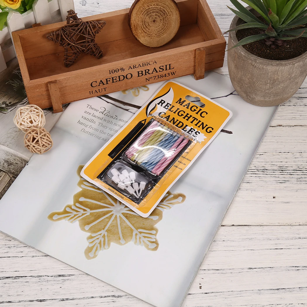 10 шт./лот Magic незадуваемые свечи смешной ловкий на день рождения вечные для