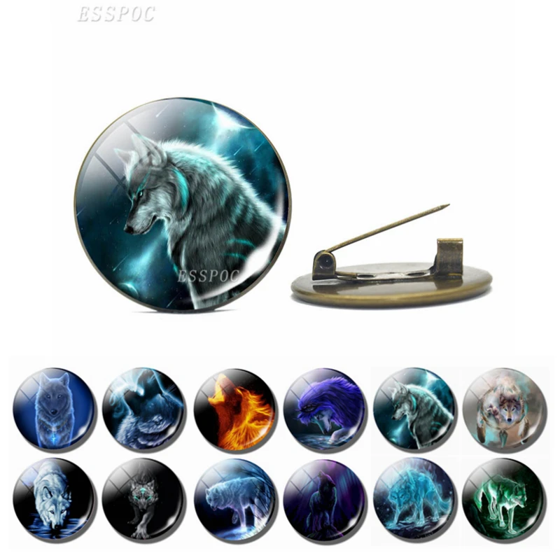 

Vintage Brooches Steampunk Wolf Photo Glass Cabochon Cooper Brooch Pins Creative Handcraft Gifts For Men Women Fashion Female