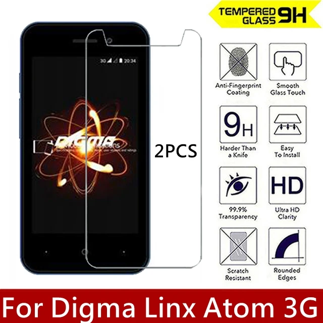 2 шт./лот 9H 2.5D Закаленное стекло для защиты экрана от царапин Digma Linx Atom 3G