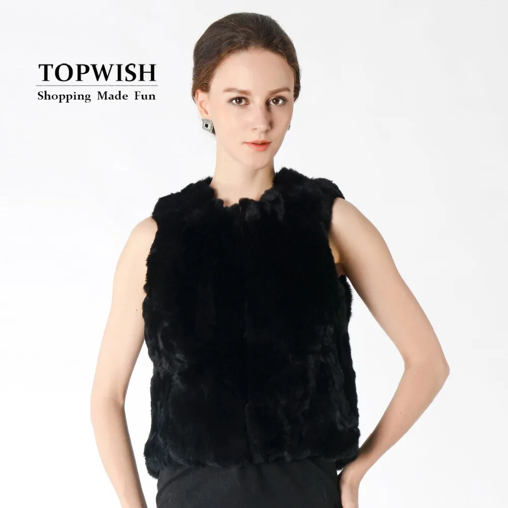 Новое поступление 100% настоящий мех кролика короткий жилет для женщин оптовая