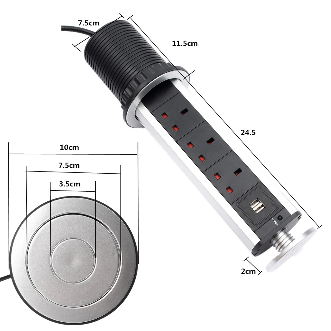 Электрическая розетка с 3 отверстиями 1 светодиод + 2 USB порта| |