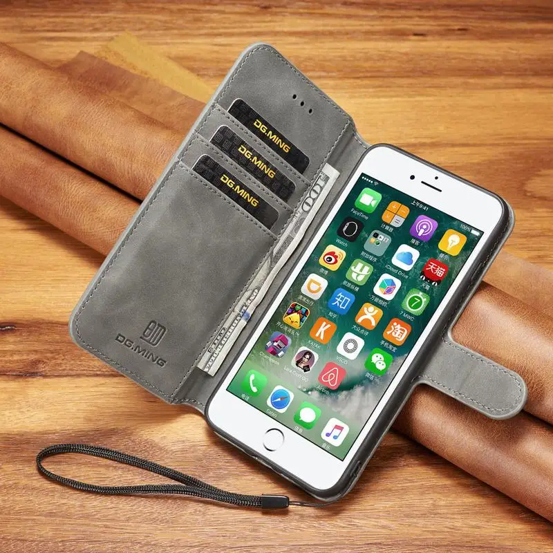 Роскошный винтажный кожаный чехол-книжка с отделением для карт iphone 6S 7 8 Plus XS Max XR |