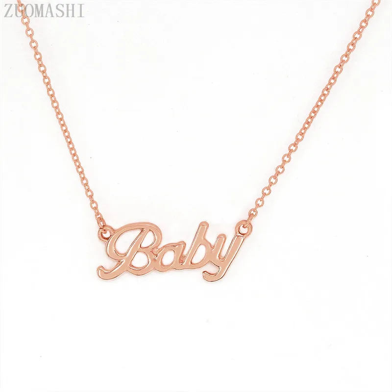 rose gold Милое детское ожерелье, популярное Брендовое ожерелье с подвеской и надписью «Baby», женское ожерелье для девочек, подарок для влюбленных мам, лидер продаж в Европе и США - Окраска металла: rose gold