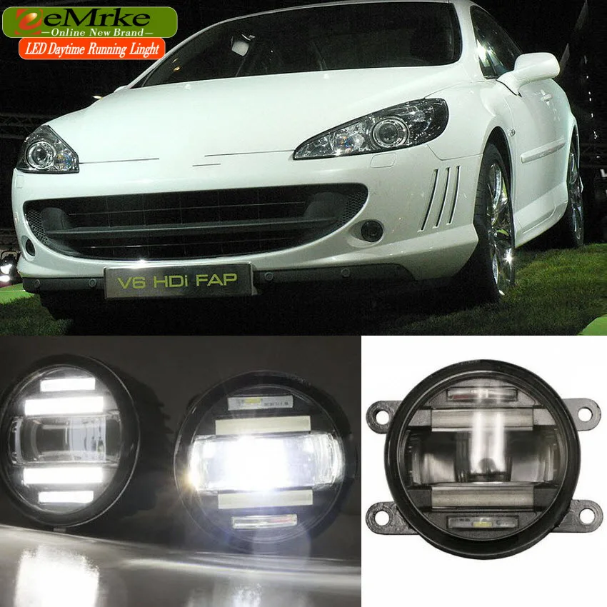 EeMrke 2 в 1 светодиодный DRL противотуманный светильник для Peugeot 207 208 301 307 3008 407 4007 с