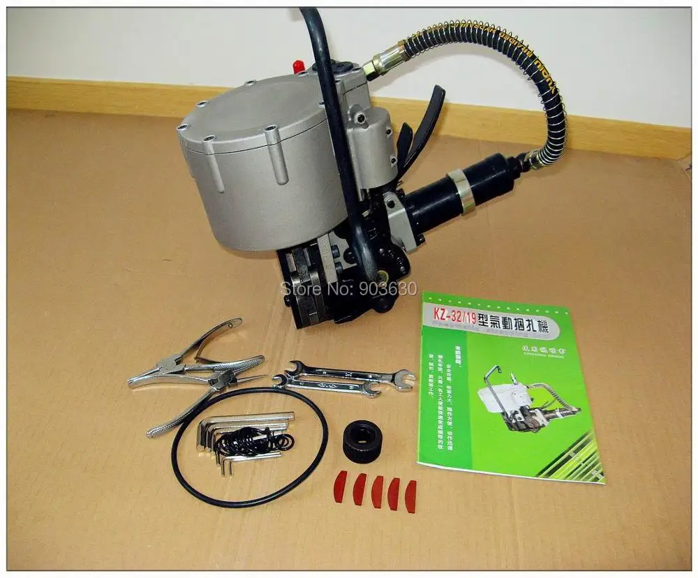

Pneumatic Combination Steel Belt Strapping Machine ,Steel Packing Tool KZ32 Tension Cutting Packaging For Wood Steel Strapping