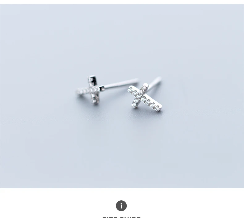 TOYOOSKY 925 Sterling Silver Earrings for Women Simple Crystal Cross Earrings Mini Geometric Ear Studs Jewelry Brincos