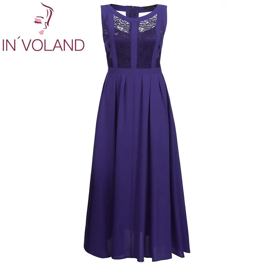 Женское платье без рукавов IN'VOLAND вечернее из шифона большого размера