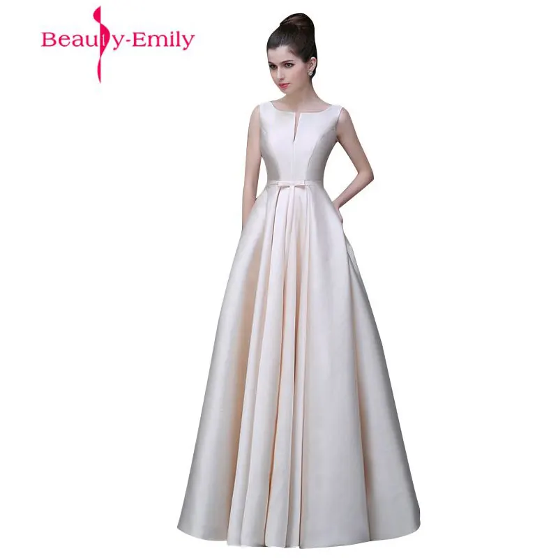 

2020 Beauty-Emily Long Cheap Stain Pink Black Evening Dresses Boat Neck Floor-Length A-Line Lace Up Prom Dress Party Occasion